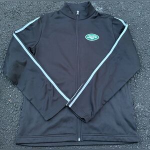New York Jets Mens Small Track  Jacket Black with White Stripes Football NFL